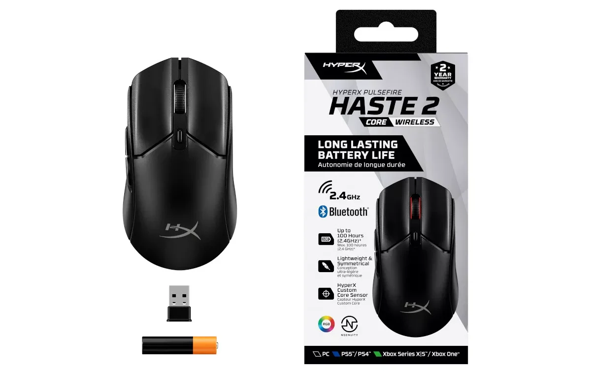 HyperX Pulsefire Haste 2 Core Wireless: 新登場のワイヤレスゲーミングマウス