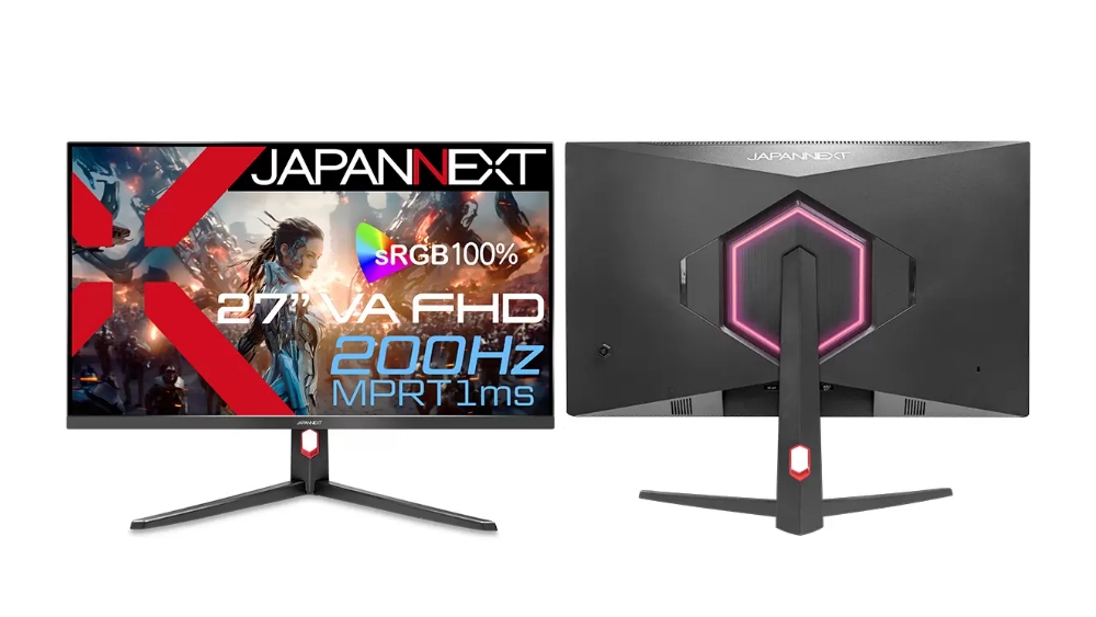 JAPANNEXT、新たにWQHD対応とフルHD/200Hz対応の27型モニターをAmazon限定で発売