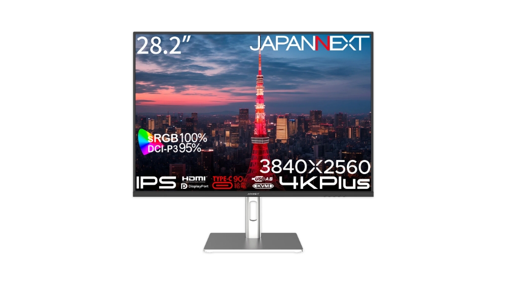 JAPANNEXT、4K Plus対応28.2インチ液晶ディスプレイ「JN-282IPS4KP-HSP-C90W」を発売